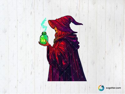 Mystical Witch with Potion, Best for halloween enthusiasts, best on wall art, best to be applied with sublimation