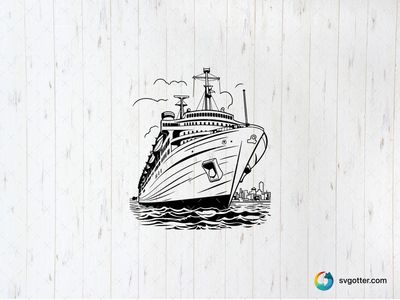 Nautical Cruise Ship Illustration, Best for travelers, best on wall art, best to be applied with screen printing