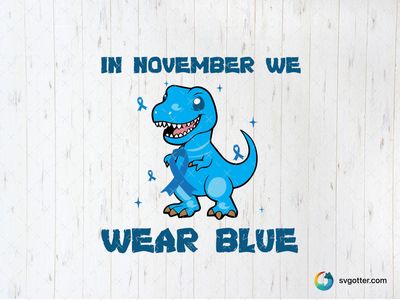November Blue Awareness Dinosaur, Best for awareness supporters, best on t-shirt, best to be applied with heat transfer vinyl