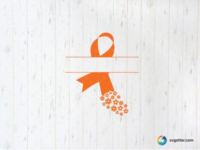 Orange Awareness Ribbon with Flowers, Best for activists, best on t-shirt, best to be applied with heat transfer vinyl