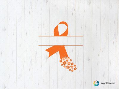 Orange Awareness Ribbon with Flowers, Best for activists, best on t-shirts, best to be applied with heat transfer vinyl