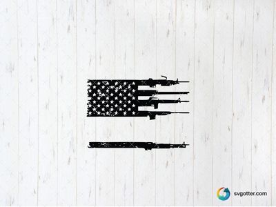 Patriotic American Flag with Firearms, Best for military enthusiasts, best on t-shirt, best to be applied with screen printing