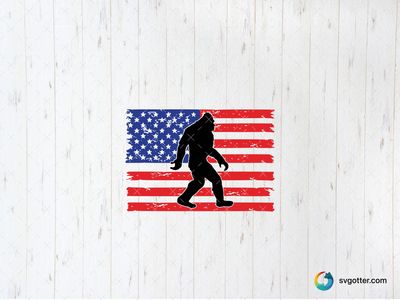 Patriotic Bigfoot Silhouette, Best for cryptid enthusiasts, best on t-shirt, best to be applied with screen printing