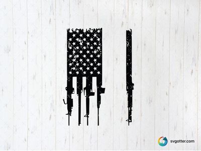 Patriotic Firearm Flag, Best for military enthusiasts, best on t-shirt, best to be applied with screen printing