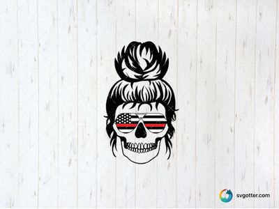Patriotic Skull Woman, Best for women, best on t-shirt, best to be applied with screen printing