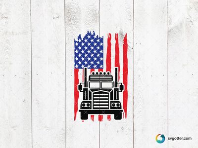 Patriotic Truck Design, Best for truck enthusiasts, best on t-shirt, best to be applied with screen printing