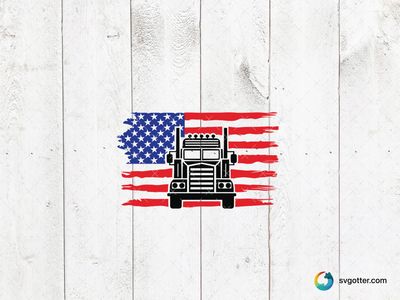 Patriotic Truck Design, Best for truck enthusiasts, best on t-shirt, best to be applied with screen printing