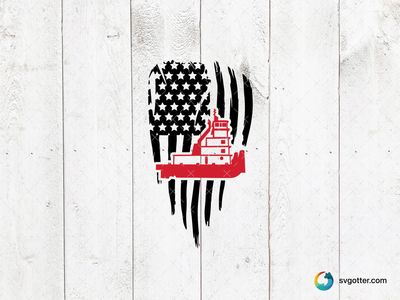 Patriotic Tugboat Silhouette, Best for patriotism enthusiasts, best on t-shirt, best to be applied with screen printing