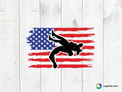 Patriotic Wrestling Silhouette, Best for sports fans, best on t-shirt, best to be applied with screen printing