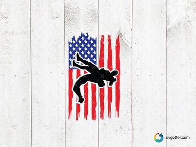 Patriotic Wrestling Silhouette, Best for sports fans, best on t-shirt, best to be applied with screen printing