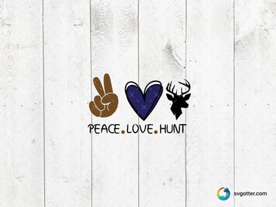 Peace Love Hunt Design, Best for hunters, best on t-shirt, best to be applied with heat transfer vinyl