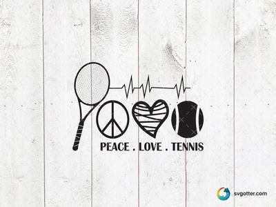 Peace Love Tennis Design, Best for sports fans, best on t-shirt, best to be applied with heat transfer vinyl