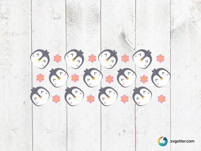 Penguin and Flower Pattern, Best for children, best on glass, best to be applied with sublimation