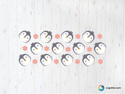 Penguin and Flower Pattern, Best for pet lover, best on glass, best to be applied with adhesive vinyl
