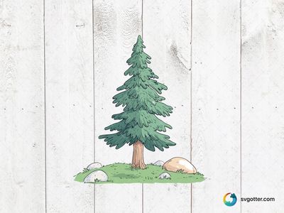 Pine Tree Illustration, Best for nature lovers, best on wall art, best to be applied with print and cut