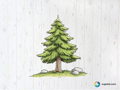 Pine Tree Illustration, Best for nature lovers, best on wall art, best to be applied with print and cut
