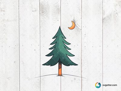 Pine Tree Under Crescent Moon, Best for nature lovers, best on wall art, best to be applied with sublimation