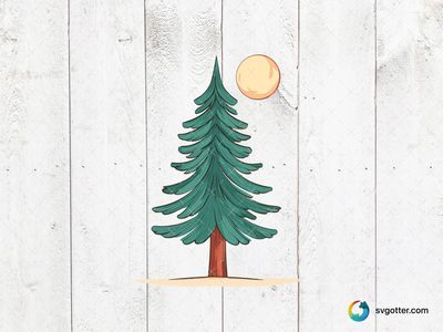 Pine Tree with Moon, Best for nature lovers, best on wall art, best to be applied with print and cut