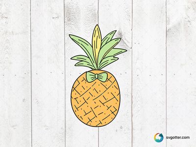 Pineapple with Bow Tie, Best for fruit lovers, best on tote bags, best to be applied with sublimation