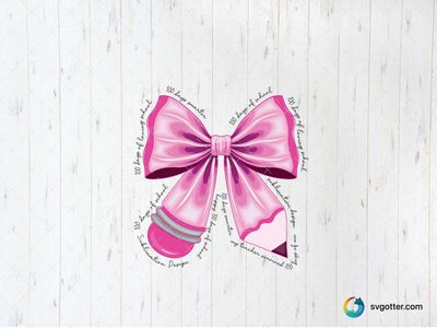 Pink Bow and Pencil Icon, Best for teachers, best on t-shirt, best to be applied with sublimation