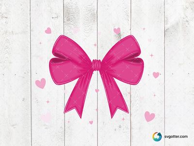 Pink Bow with Hearts, Best for gift lovers, best on tumblers, best to be applied with sublimation
