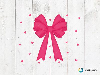 Pink Bow with Hearts, Best for gift lovers, best on tumbler, best to be applied with sublimation