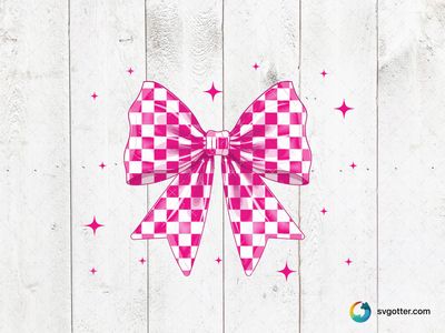 Pink Checkered Bow with Stars, Best for gift lovers, best on tumbler, best to be applied with sublimation