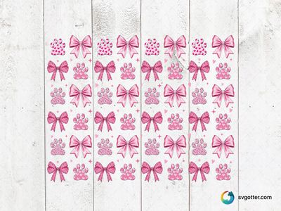 Pink Paw and Bow Pattern, Best for pet lovers, best on tumblers, best to be applied with sublimation