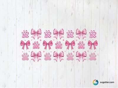 Pink Paws and Bows Pattern, Best for pet lovers, best on glass, best to be applied with adhesive vinyl