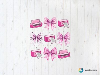 Pink Printers and Bows, Best for entrepreneurs, best on tote bags, best to be applied with sublimation