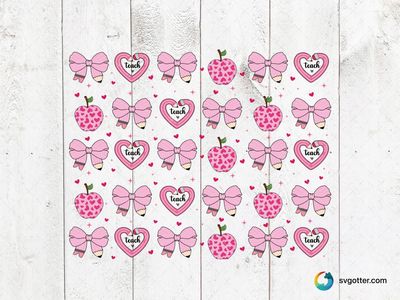 Pink Teacher Pattern, Best for teachers, best on tumblers, best to be applied with sublimation