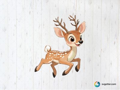 Playful Cartoon Deer, Best for children, best on t-shirt, best to be applied with sublimation