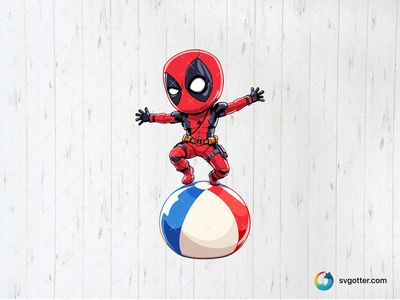 Playful Deadpool on Beach Ball, Best for comic fans, best on t-shirt, best to be applied with sublimation
