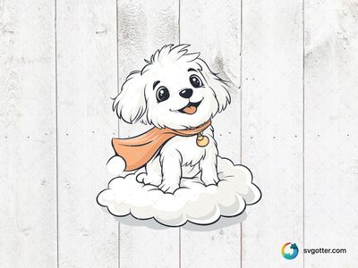 Playful Maltese Dog on Cloud, Best for dog lovers, best on t-shirt, best to be applied with sublimation