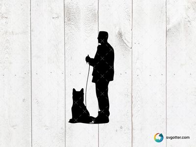 Police K9 Handler Silhouette, Best for police support, best on t-shirt, best to be applied with screen printing