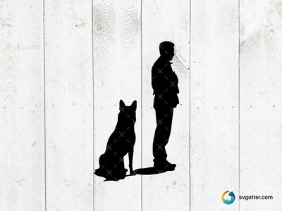Police Officer and K9 Silhouette, Best for police support, best on t-shirt, best to be applied with screen printing