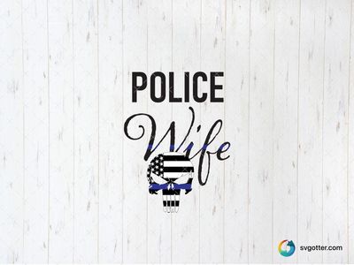 Police Wife Skull Design, Best for wife, best on t-shirt, best to be applied with heat transfer vinyl