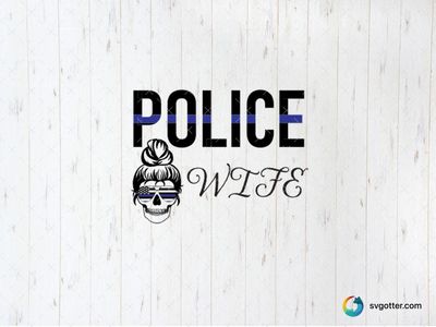Police Wife Skull Design, Best for police family, best on t-shirt, best to be applied with heat transfer vinyl