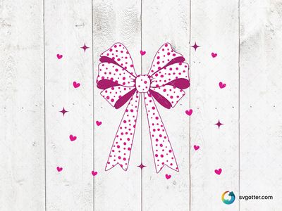 Polka Dot Bow with Hearts, Best for gift lovers, best on tumblers, best to be applied with sublimation