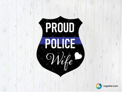 Proud Police Wife Badge, Best for police supporters, best on t-shirt, best to be applied with heat transfer vinyl