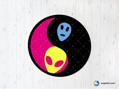 Psychedelic Alien Yin Yang, Best for artists, best on t-shirt, best to be applied with sublimation
