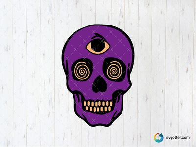 Psychedelic Skull with Third Eye, Best for artists, best on t-shirt, best to be applied with sublimation