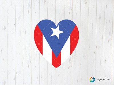 Puerto Rican Heart Flag, Best for national pride enthusiasts, best on t-shirt, best to be applied with screen printing