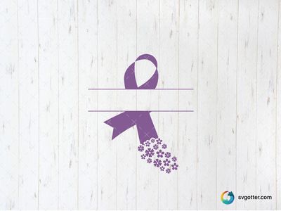 Purple Awareness Ribbon with Flowers, Best for activists, best on t-shirt, best to be applied with heat transfer vinyl