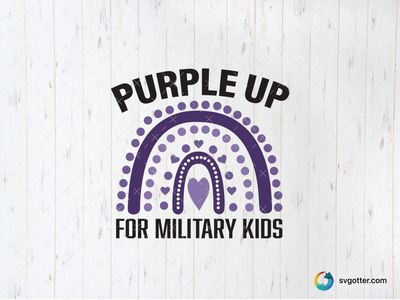 Purple Up for Military Kids, Best for military kids, best on t-shirt, best to be applied with screen printing