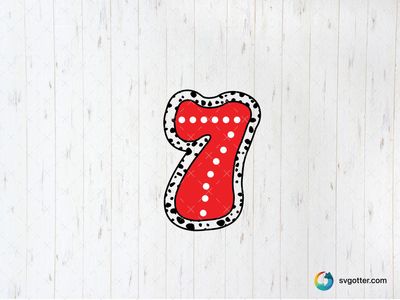 Red Number Seven with Dots, Best for artists, best on wall art, best to be applied with screen printing