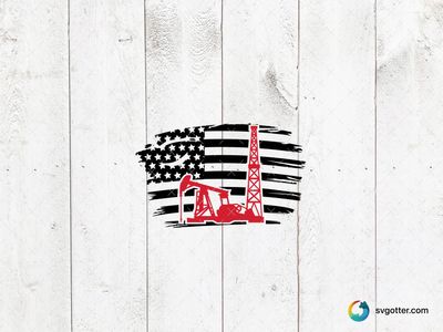 Red Oil Rig Silhouette, Best for industrial enthusiasts, best on t-shirt, best to be applied with screen printing