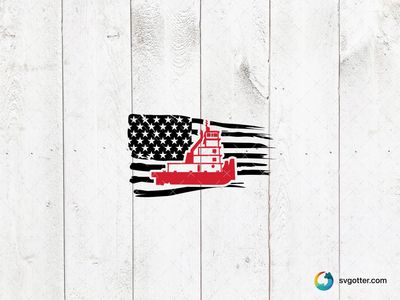 Red Tugboat Silhouette, Best for marine enthusiasts, best on t-shirt, best to be applied with screen printing