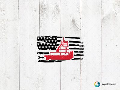 Red Tugboat Silhouette, Best for marine enthusiasts, best on tote bag, best to be applied with screen printing