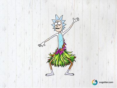 Rick in Hula Skirt, Best for fans, best on t-shirt, best to be applied with sublimation